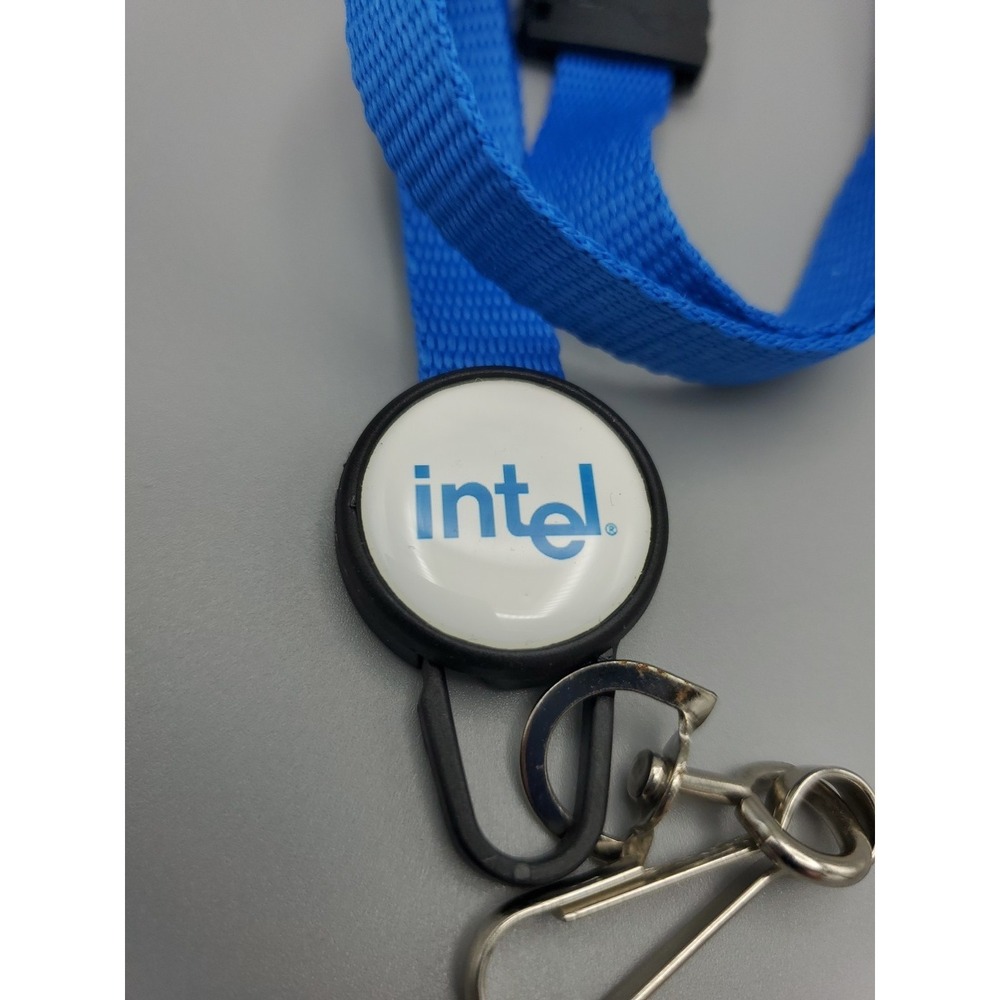Vintage Collectible Advertising Intel Blue‎ Lanyard Old Logo SWAG